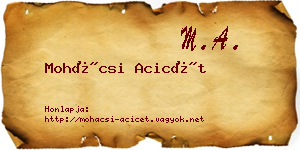 Mohácsi Acicét névjegykártya
